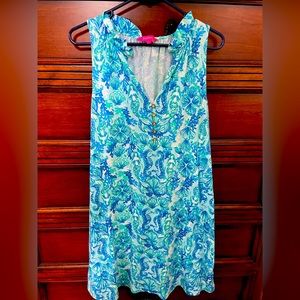 Lilly Pulitzer blue sleeveless dress.